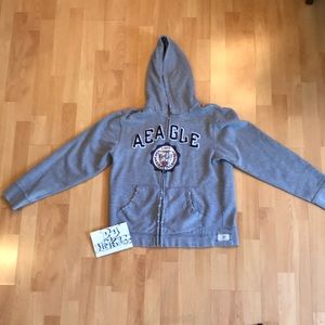 American Eagle Distressed Full Zip Hoodie MEDIUM